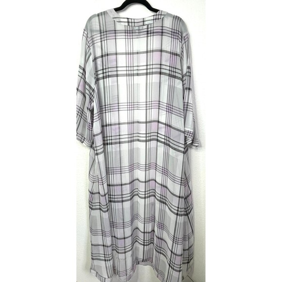 Torrid Sheer White and Lavendar Plaid Kimono Duster 3X/4X - Picture 7 of 12